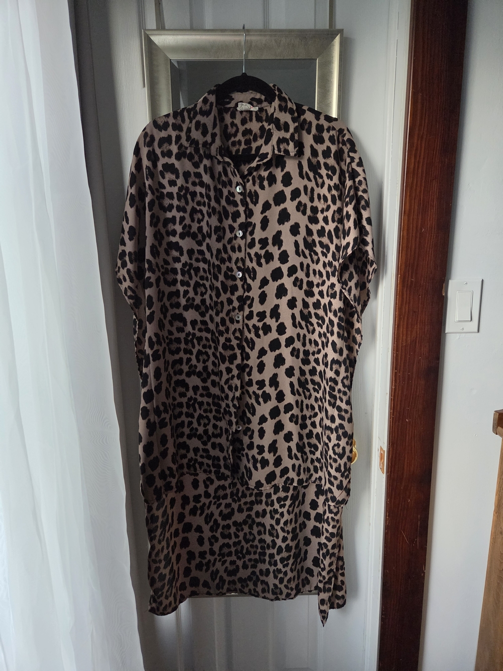 Leopard Print High Low Shirt